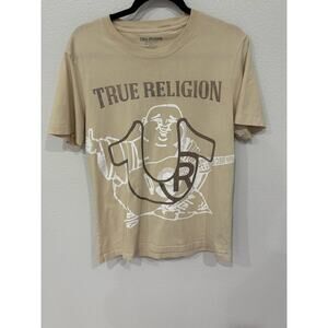 True Religion Tan T-Shirt Men’s Size Large L Short Sleeve Logo Tee
